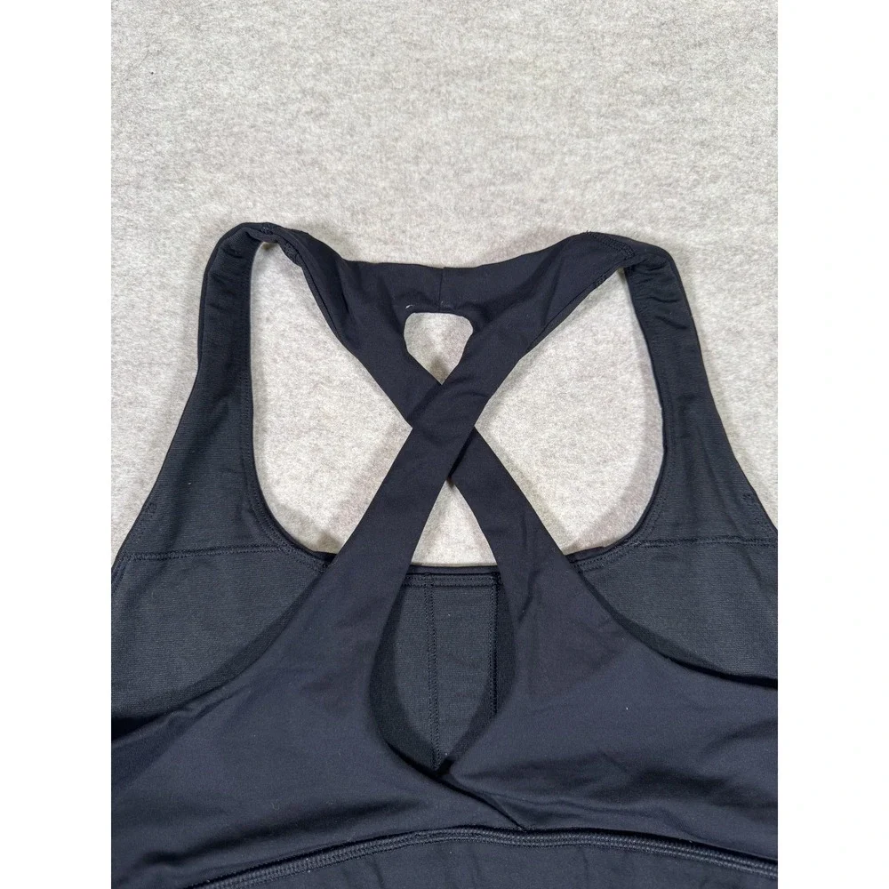Lululemon Sports Bra Womens 12 Black Strappy Crossback Keyhole Yoga Gym Running